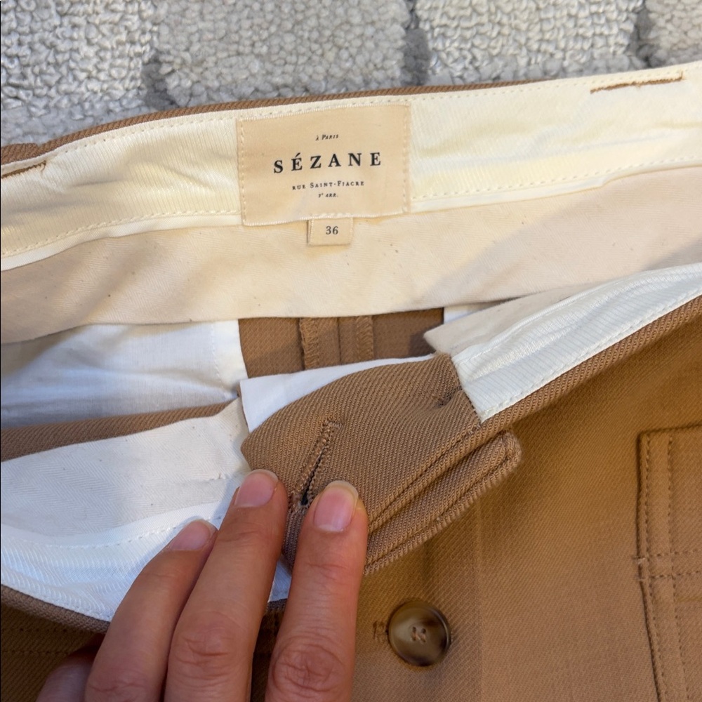Sezane High-Rise Wide-Leg Pants in Camel - Picture 6 of 8
